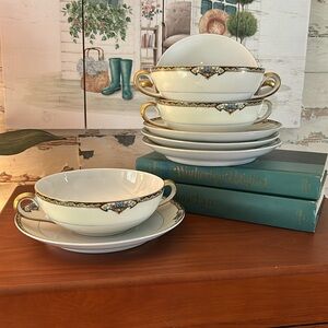 Noritake Baroda Flat Cream Soup Bowl & Saucer Vintage Set